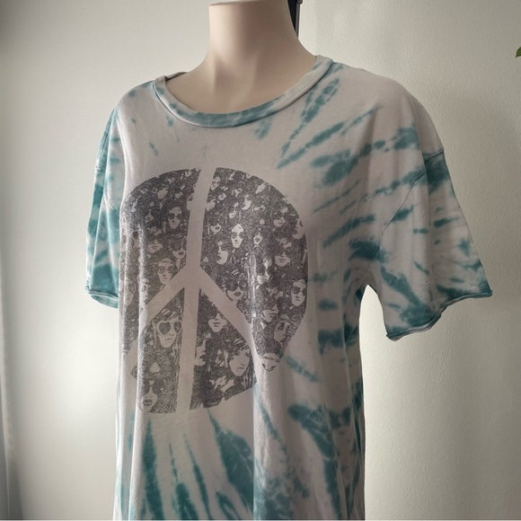 Lauren Moshi Peace Hippie Boyfriend Tshirt Dress Tie Dye Relazed 100% Cotton - Picture 9 of 13